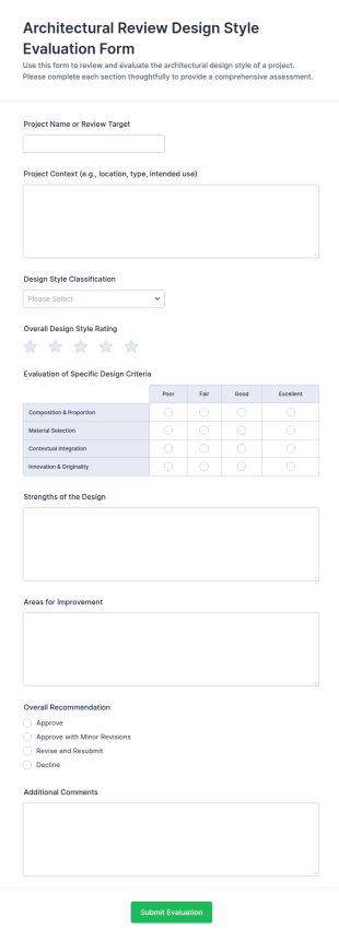 Architectural Review Design Style Evaluation Form Template