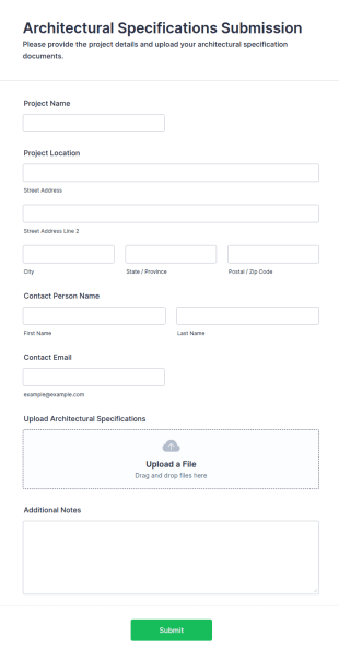 Architectural Specifications Submission Form Template