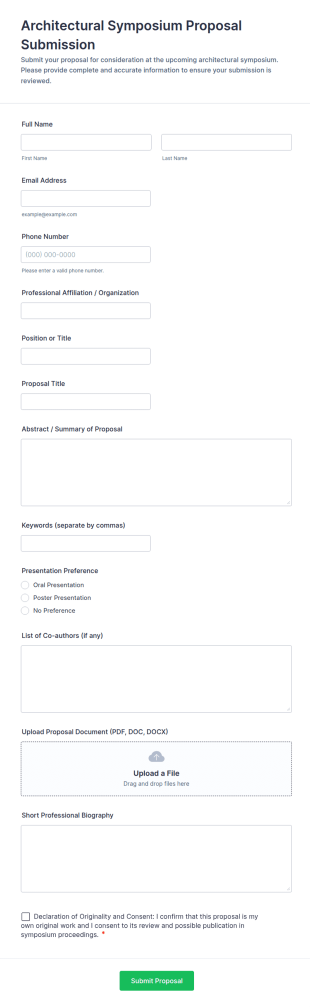 Architectural Symposium Proposal Submission Form Template