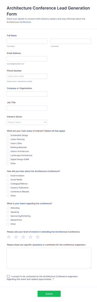 Architecture Conference Lead Generation Form Template