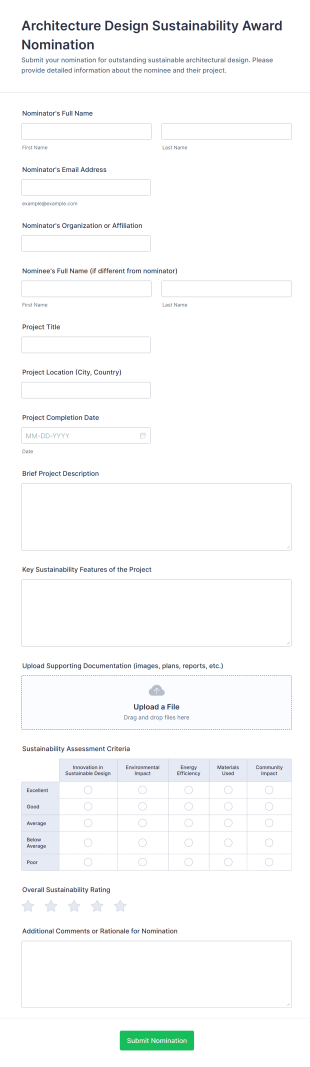 Architecture Design Sustainability Award Nomination Form Template