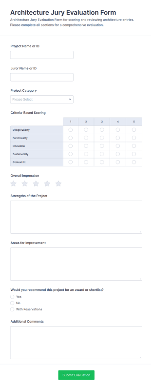 Architecture Jury Evaluation Form Template