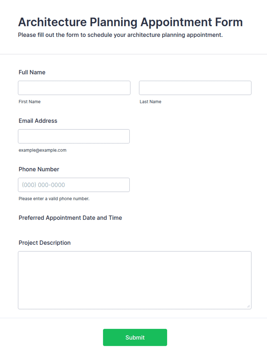 Architecture Planning Appointment Form Template | Jotform