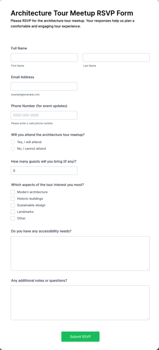 Architecture Tour Meetup RSVP Form Template