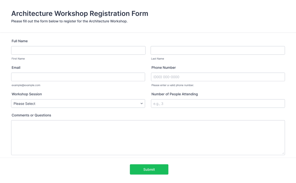 Architecture Workshop Registration Form Template | Jotform