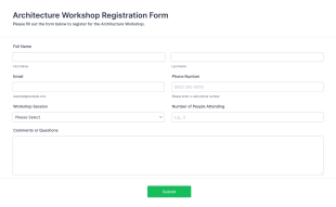 Architecture Workshop Registration Form Template