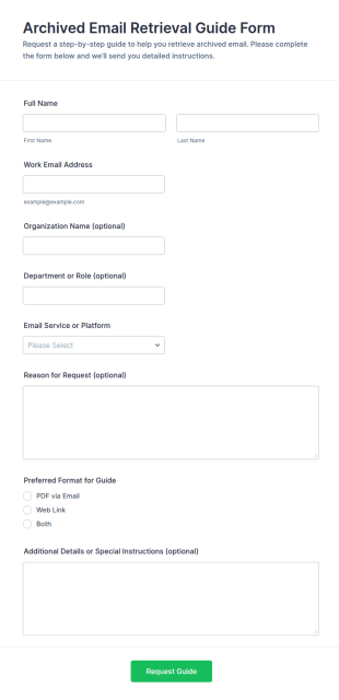 Archived Email Retrieval Guide Request Form Template