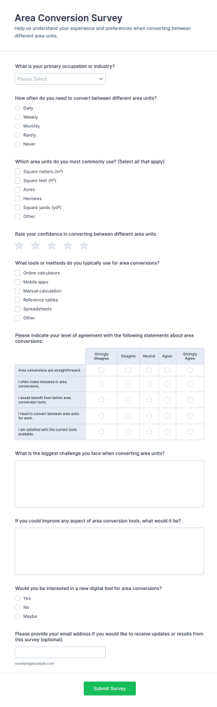 Area Conversion Survey Form Template