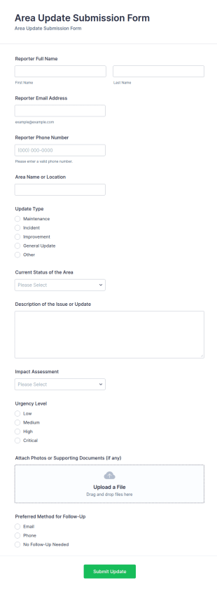 Area Update Submission Form Template