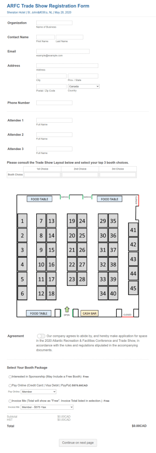 ARFC Trade Show Exhibitor Registration Form Template