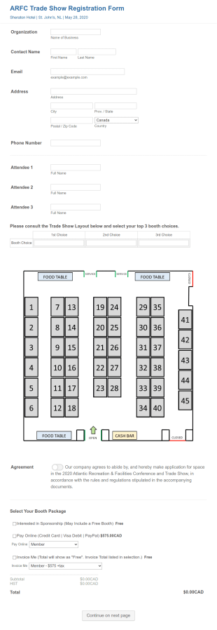 ARFC Trade Show Exhibitor Registration Form Template