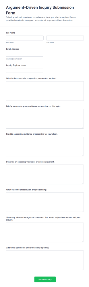 Argument Driven Inquiry Submission Form Template