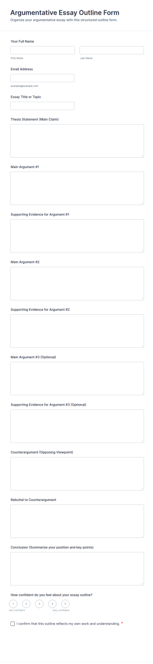 Argumentative Essay Outline Form Template