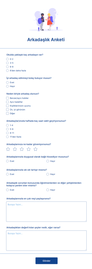 Arkadaşlık Anketi Form Şablonu