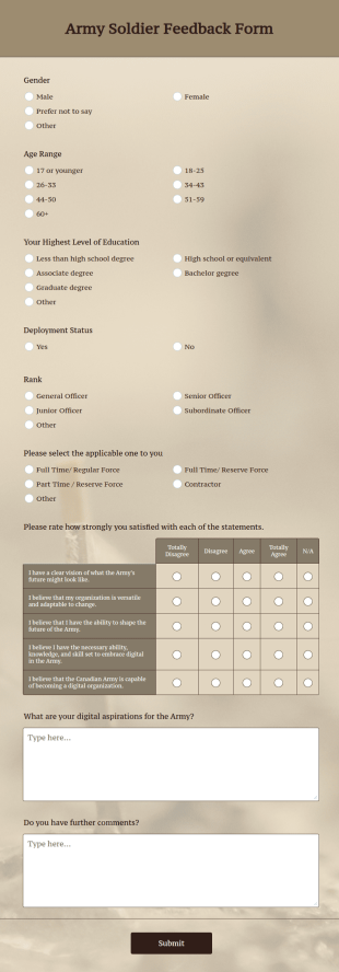 Army Soldier Feedback Form Template