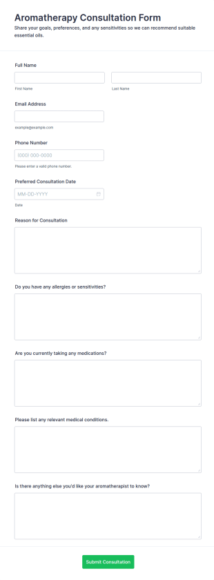 Aromatherapy Consultation Form Template