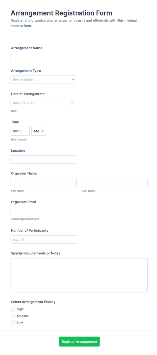 Arrangement Registration Form Template