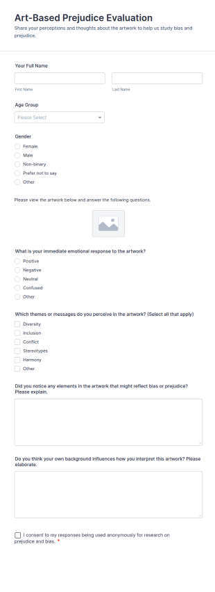 Art Based Prejudice Evaluation Form Template