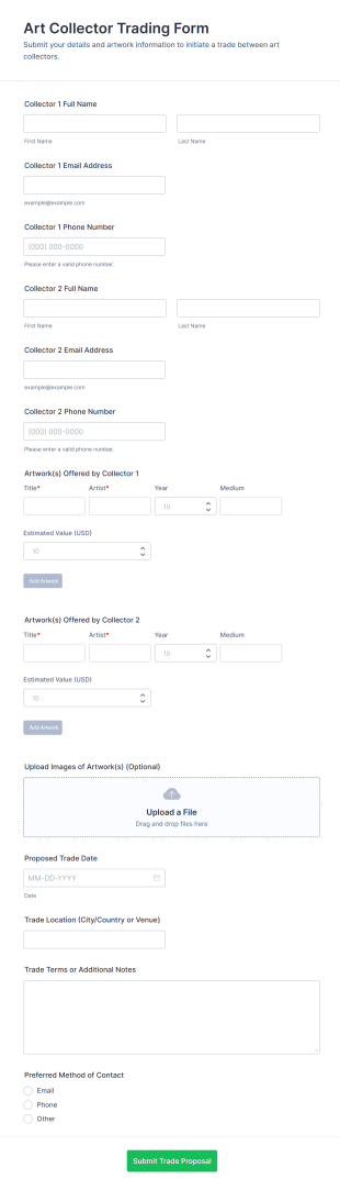 Art Collector Trading Form Template