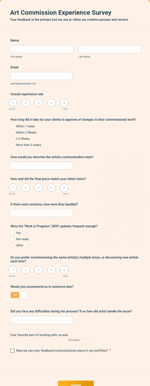 Art Commission Experience Survey Form Template