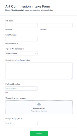 Art Commission Intake Form Template
