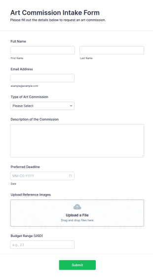 Art Commission Intake Form Template