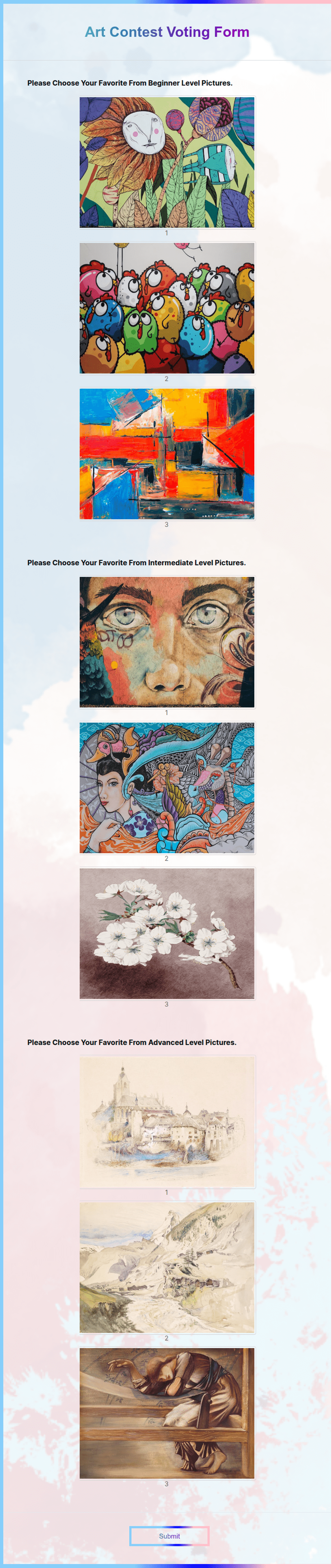 Art Contest Voting Form Template | Jotform