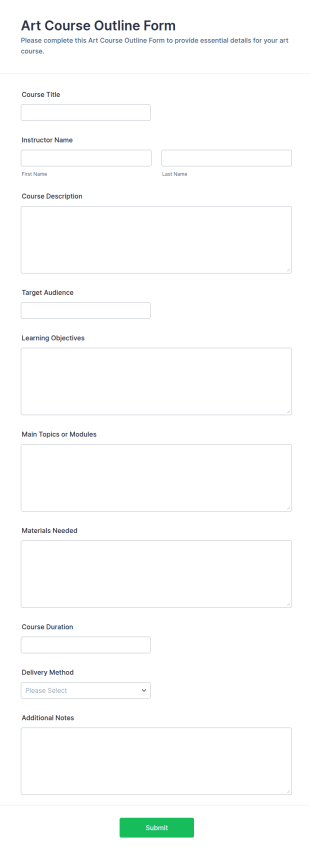 Art Course Outline Form Template