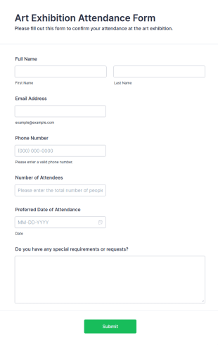 Art Exhibition Attendance Form Template