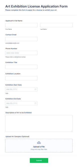 Art Exhibition License Application Form Form Template