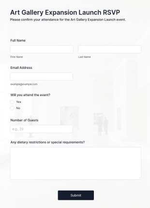 Art Gallery Expansion Launch RSVP Form Template