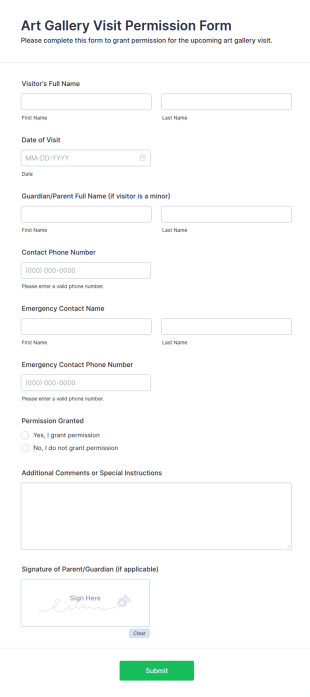 Art Gallery Visit Permission Form Template