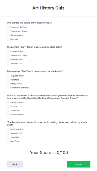 Art History Quiz Form Template