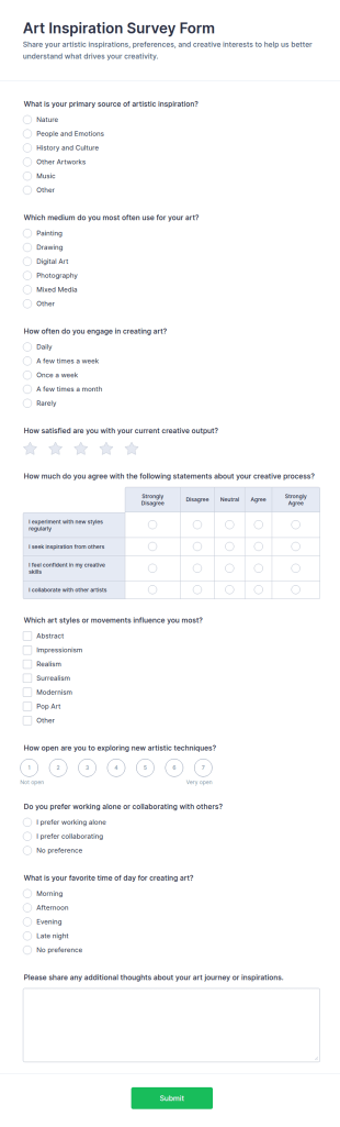 Art Inspiration Survey Form Template