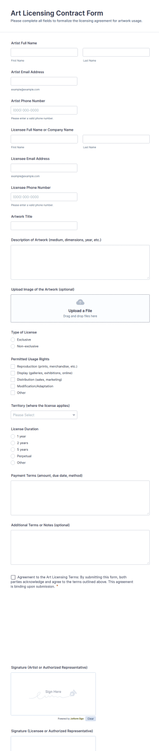 Art Licensing Contract Form Template