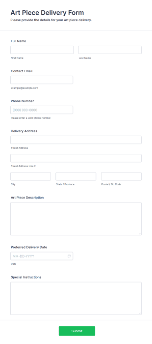 Art Piece Delivery Form Template