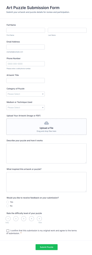 Art Puzzle Submission Form Template