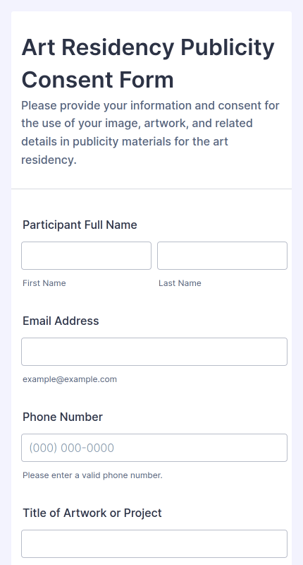 Art Residency Publicity Consent Form