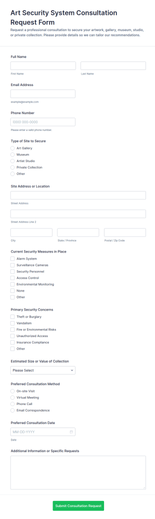 Art Security System Consultation Request Form Template