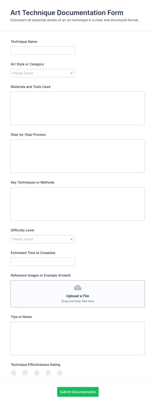Art Technique Documentation Form Template