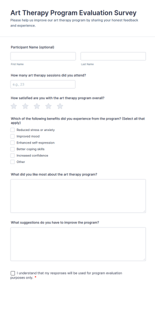 Art Therapy Program Evaluation Survey Form Template