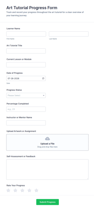 Art Tutorial Progress Form Template