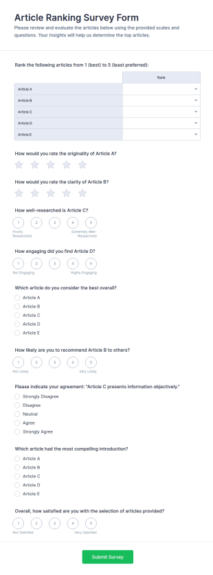 Article Ranking Survey Form Template