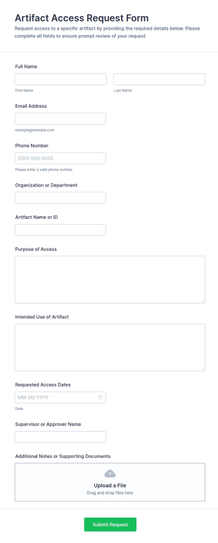 Artifact Access Request Form Template