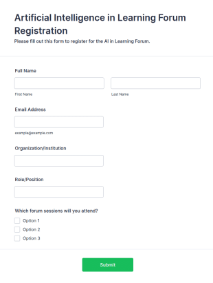 Artificial Intelligence In Learning Forum Registration Form Template