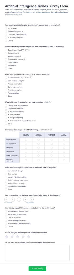Artificial Intelligence Trends Survey Form Template