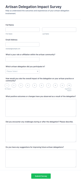 Artisan Delegation Impact Survey Form Template