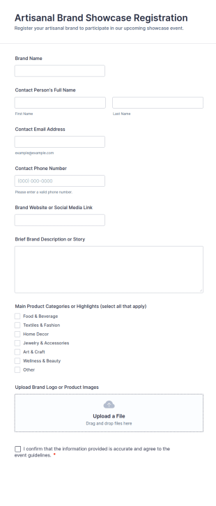 Artisanal Brand Showcase Registration Form Template