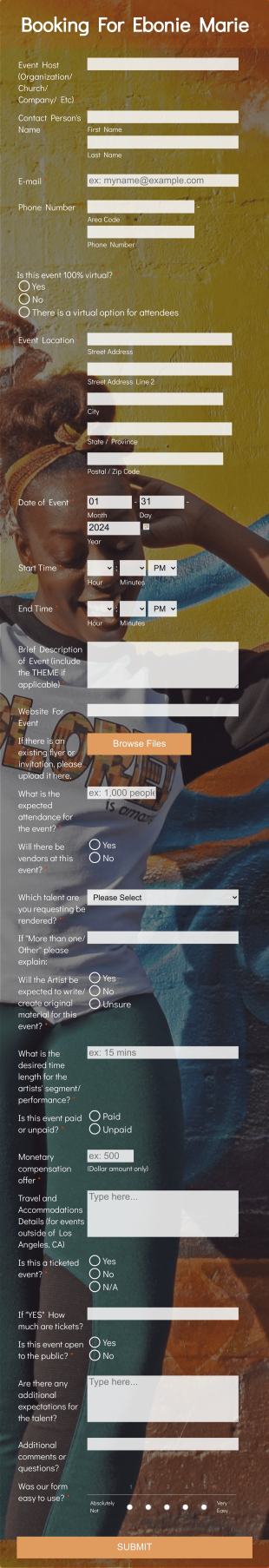 Artist Booking (Updated) Form Template