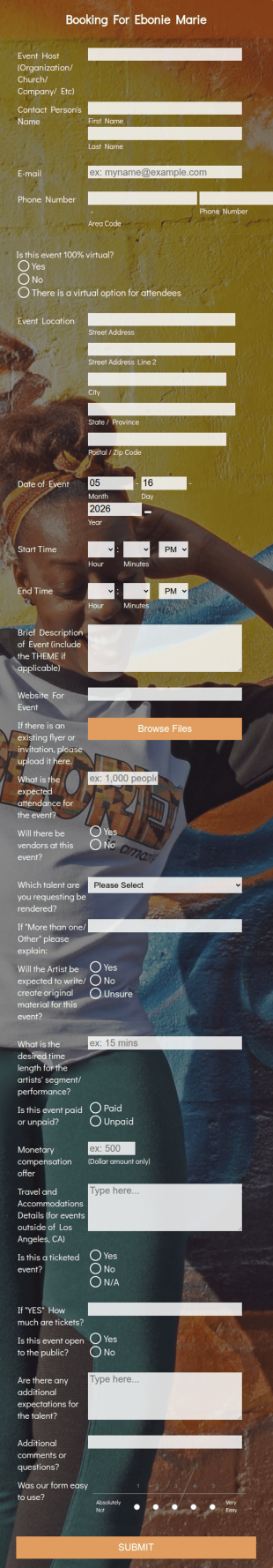 Artist Booking (Updated) Form Template